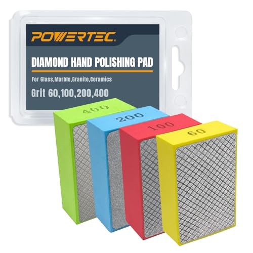 Diamond Hand Polishing Pads Assorted 4 Pack Assorted 60, 100, 200, 400 Grit
