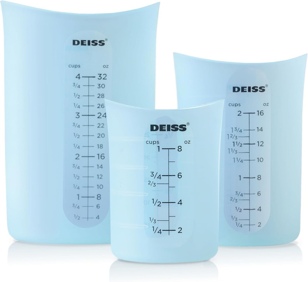 PRO 3 Piece Silicone Measuring Cup Set Versatile & Durable Easy-Pour Spout