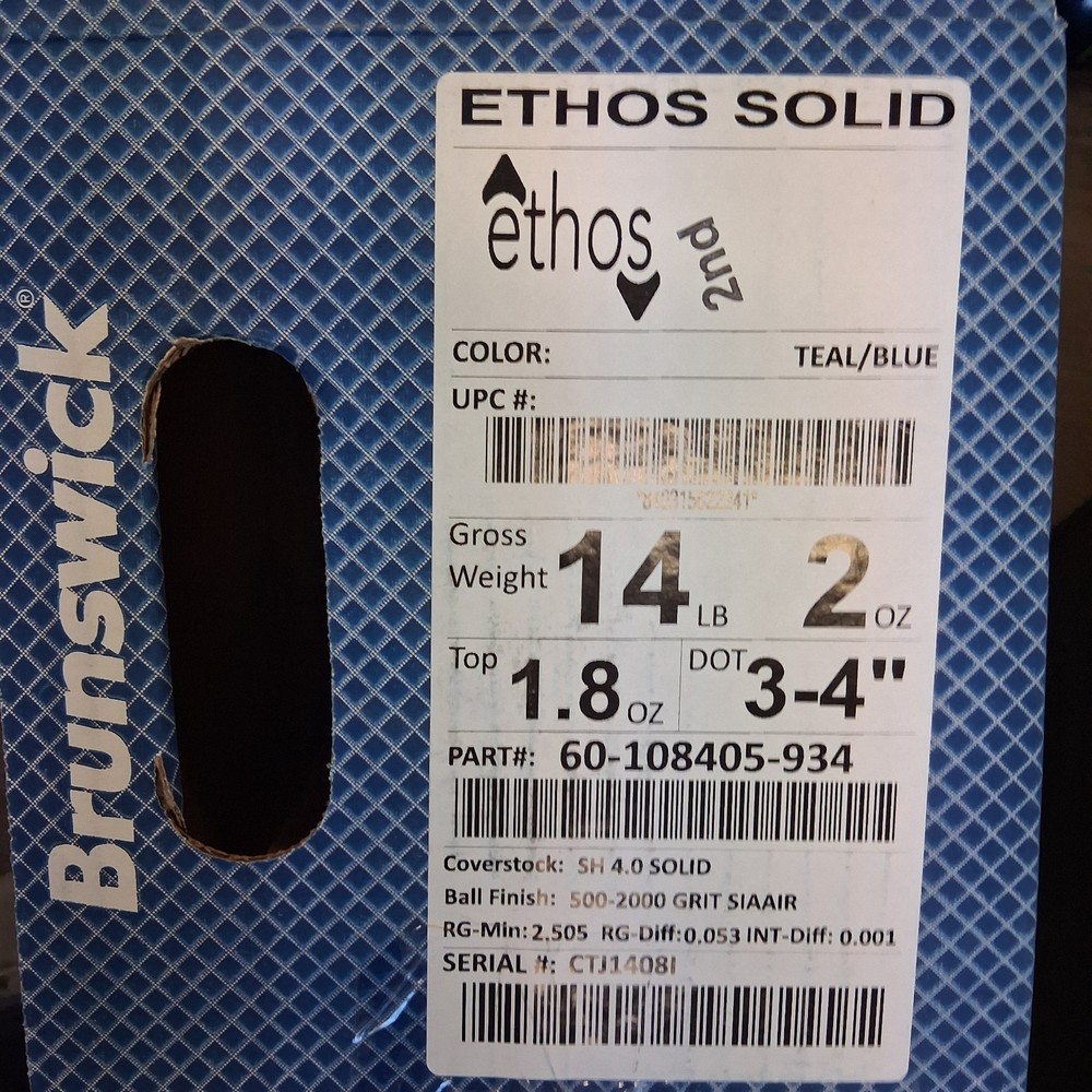 Brunswick Ethos Solid BOWLING BALL 14 lb. NEW IN BOX #408