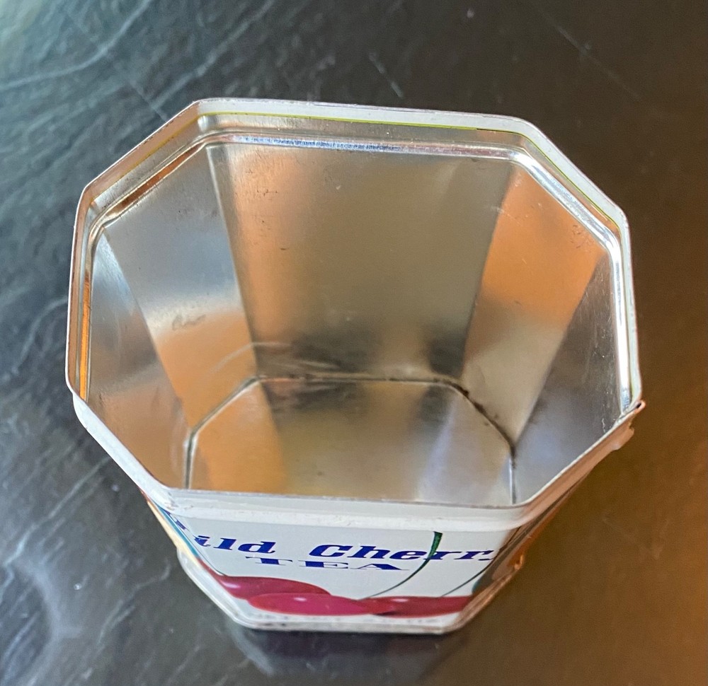 Empty Vintage Wild Cherry Tea Tin Empty 4" Tall
