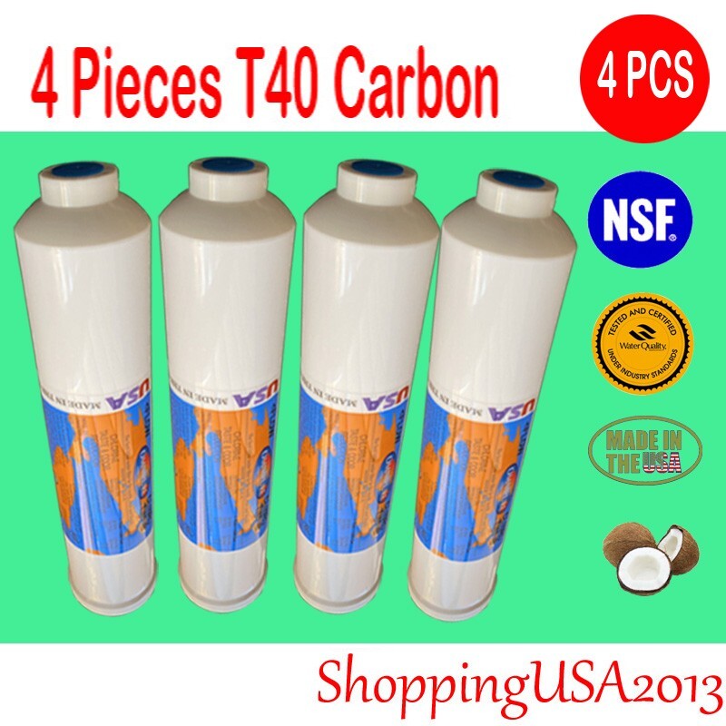 4 PC Omnipure T40 1/4" Post Inline Coconut Carbon Filter 10X2" RO CL10RO T/40-B