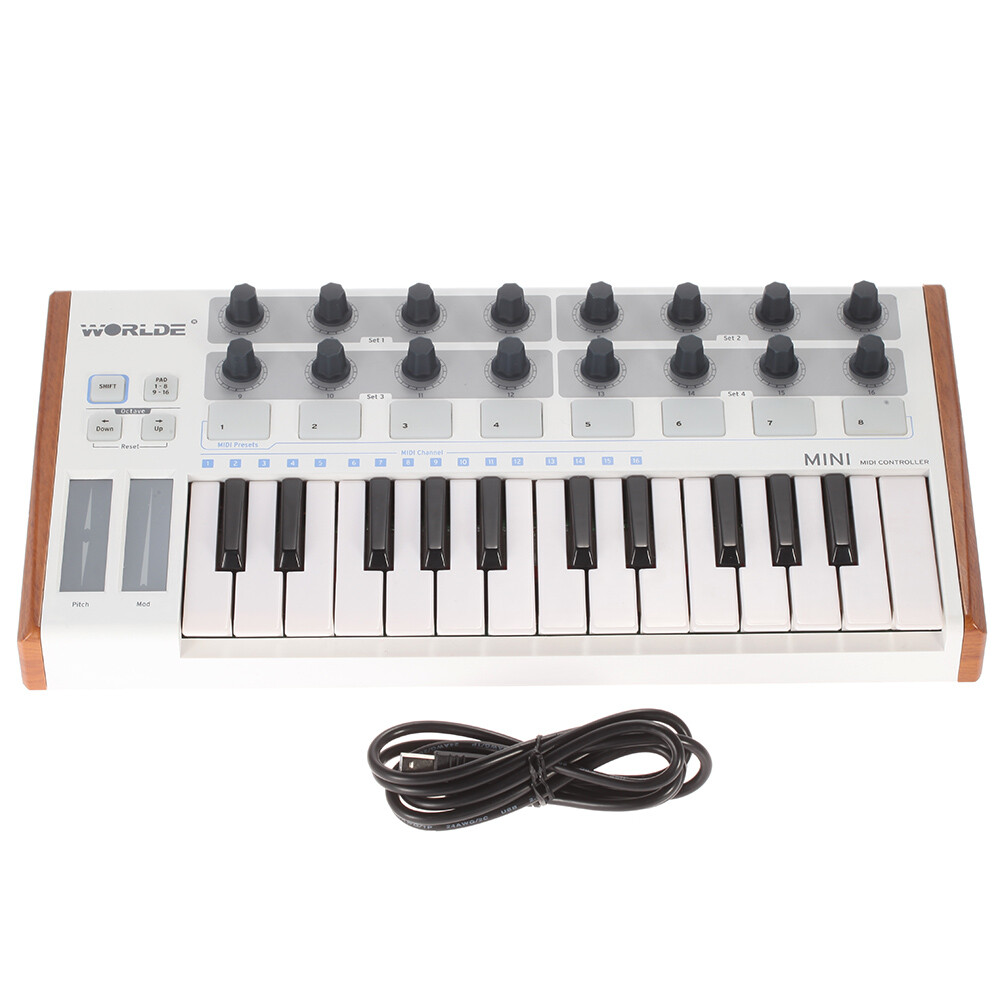 Worlde Keyboard Controller Mini 25-Key USB MIDI Drum Pad Instruments Electronic