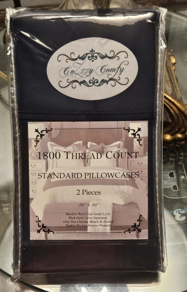 Cozzzy Comfy 1800 Thread Count Navy Blue Standard Pillowcase Set