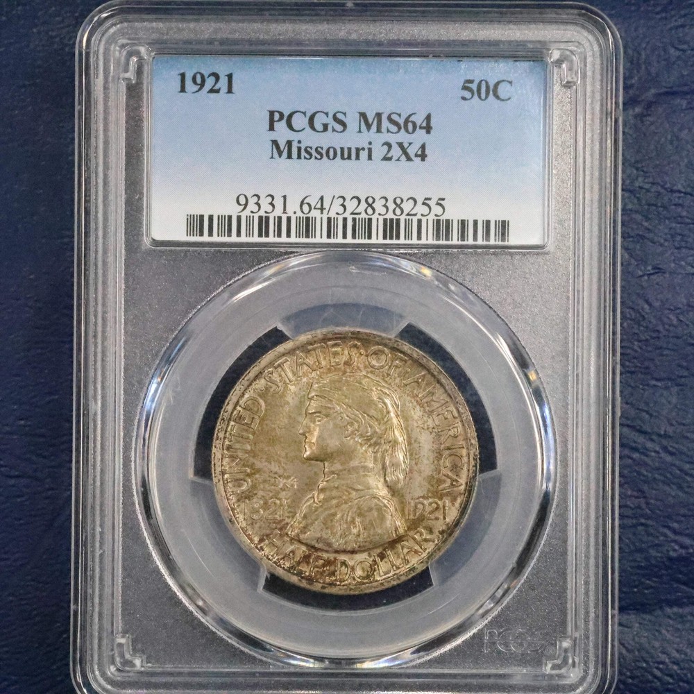 1921 2x4 Missouri Centennial Half Dollar 50c Commemorative - PCGS MS 64