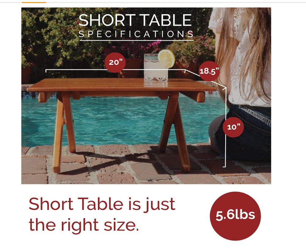 Simple Setup Basic Short Table All-Purpose Use Portability-Beach, Picnic, Camp
