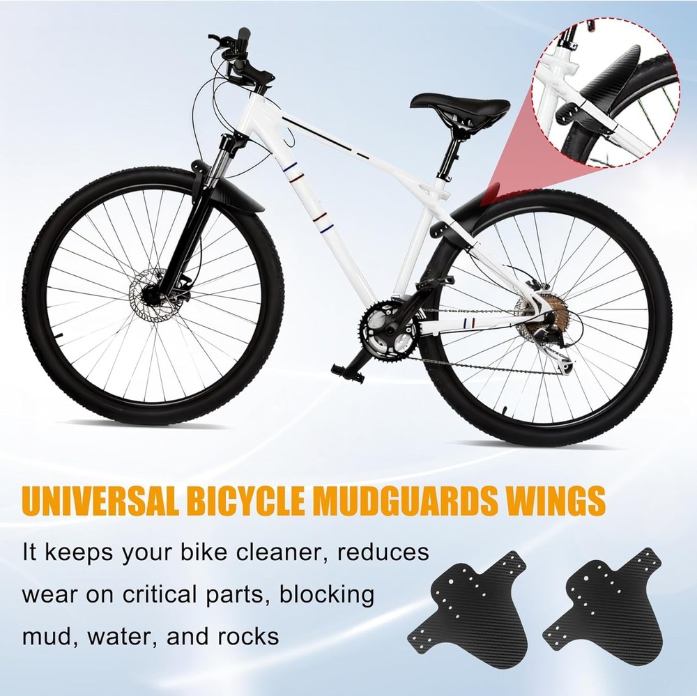 Bike Mud Guard 2PCS MTB Front Rear Adjustable Carbon Pattern