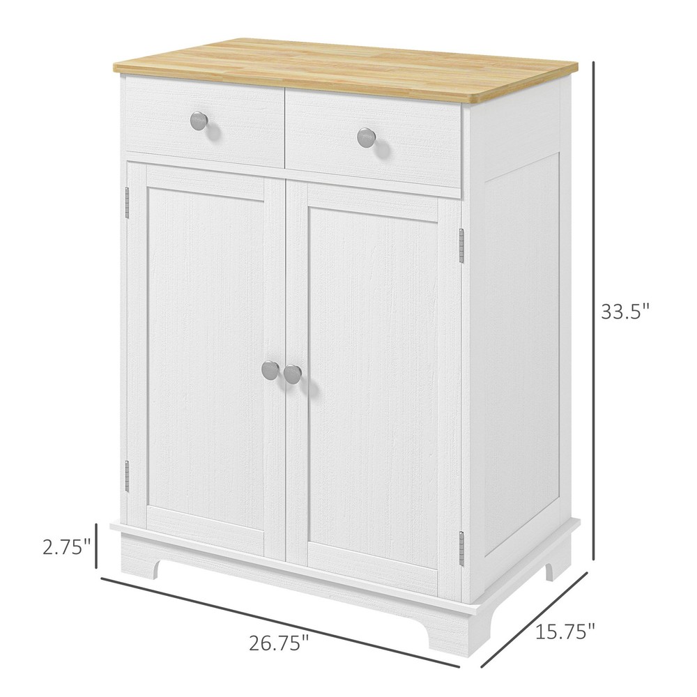 HOMCOM Sideboard with Solid Wood Countertop, Modern Kitchen Storage Cabinet, C
