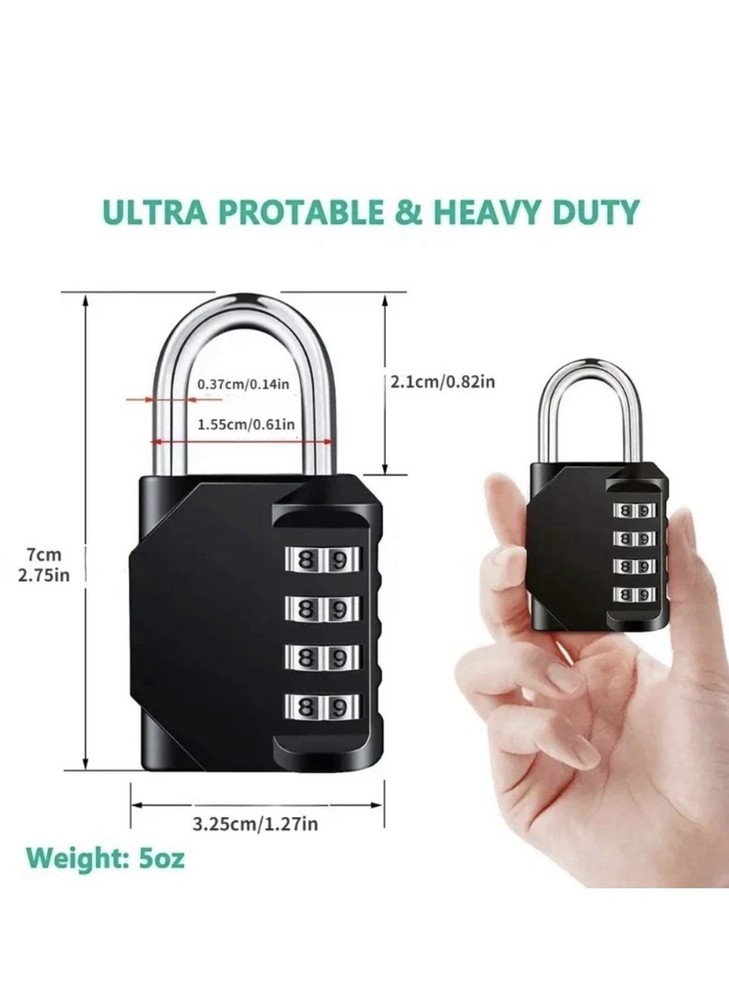25 pc 4 Digit Combination Padlock Waterproof Heavy Duty Resettable Security Lock
