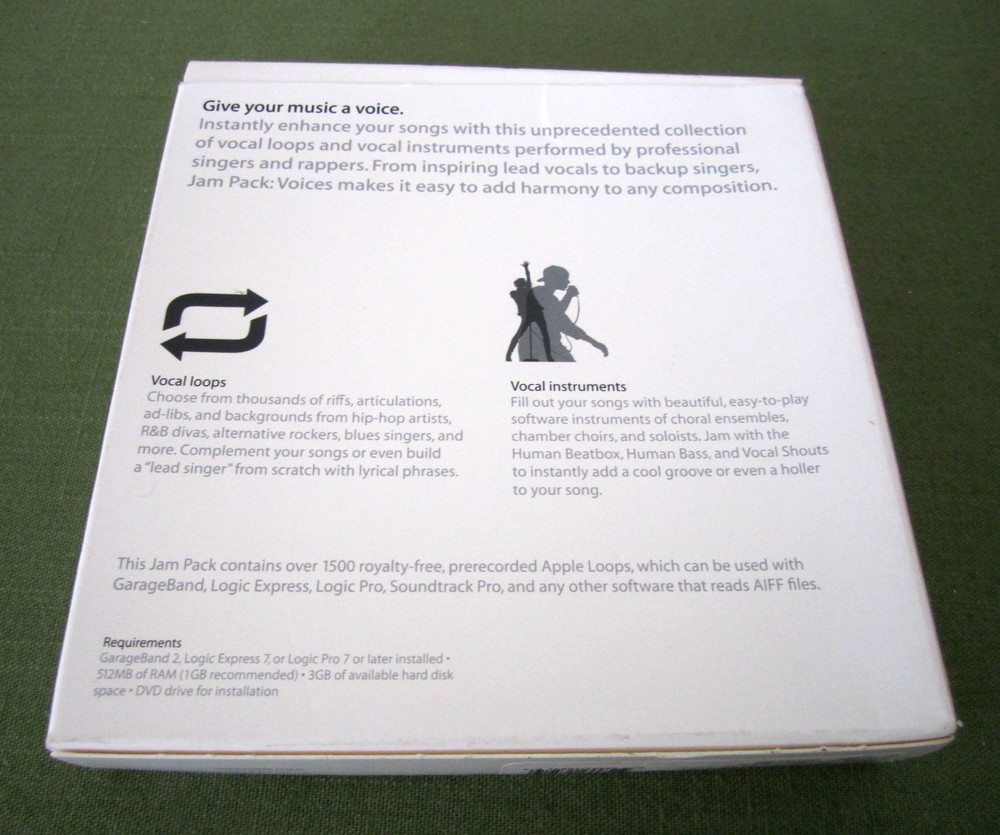 Apple GarageBand Jam Pack Voices One Install Disc