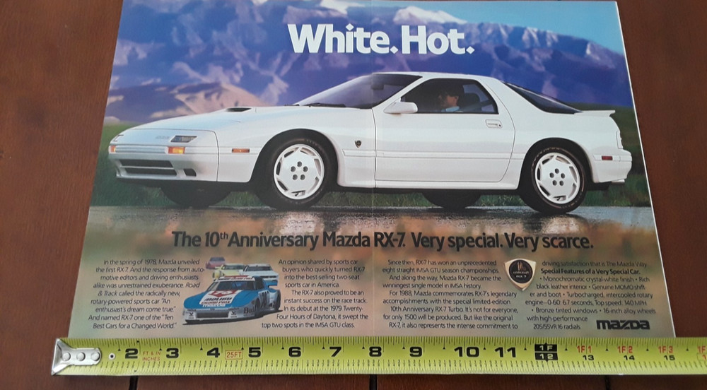 1988 MAZDA RX-7 ORIGINAL 2 PAGE AD