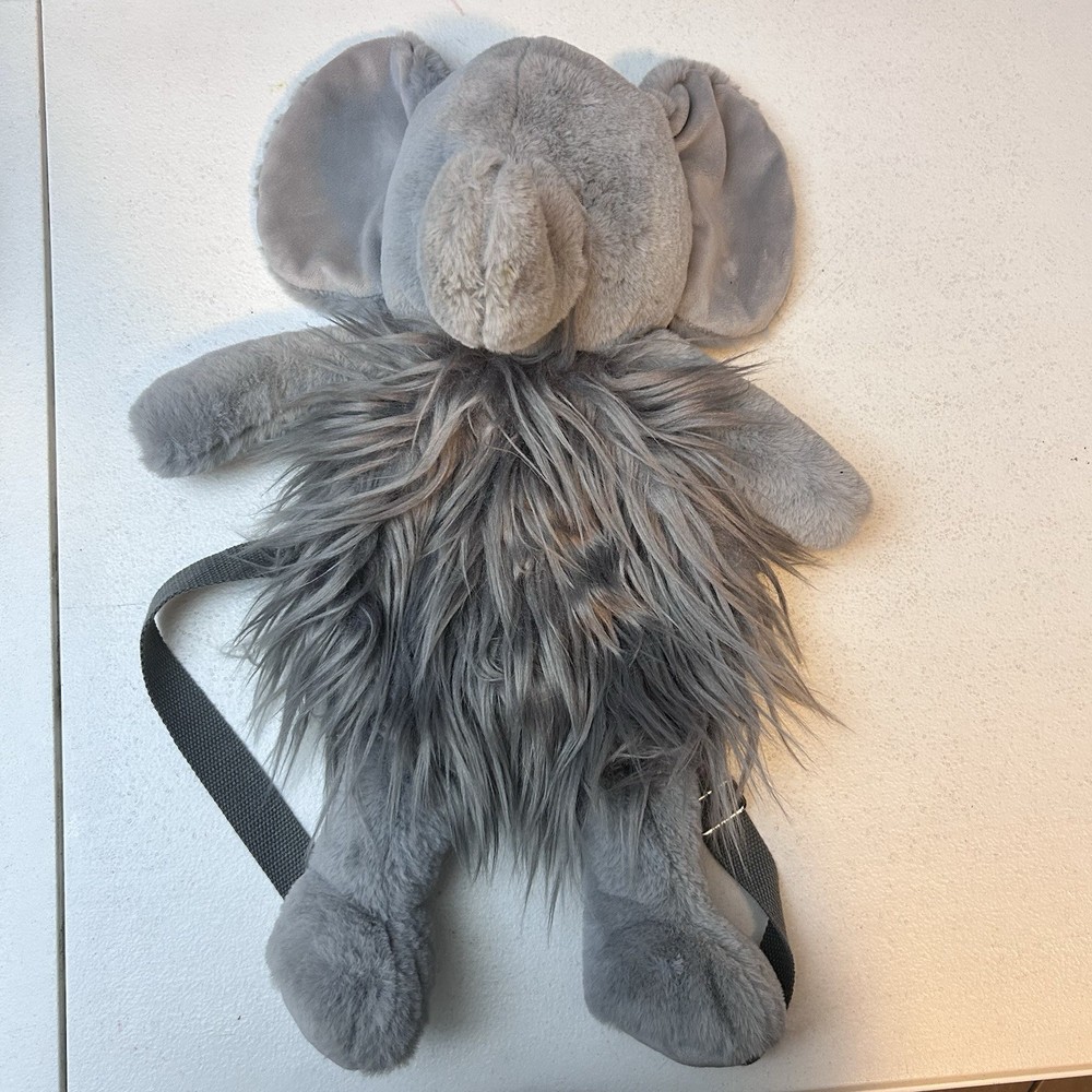 Mudpie Gray Plush Elephant Backpack Adjustable Strap