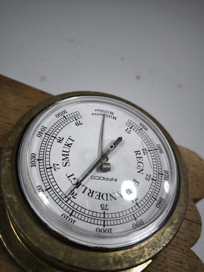 Vintage Wall Clock & Barometer Set - Working