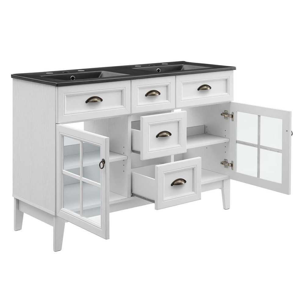 Modway Isle 48" Bathroom Vanity With Dual Sinks in White Black