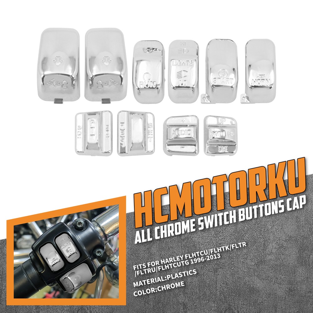 10x Replacement Switch Button Chrome Cap For Harley Touring Softail Dyna 96-2013