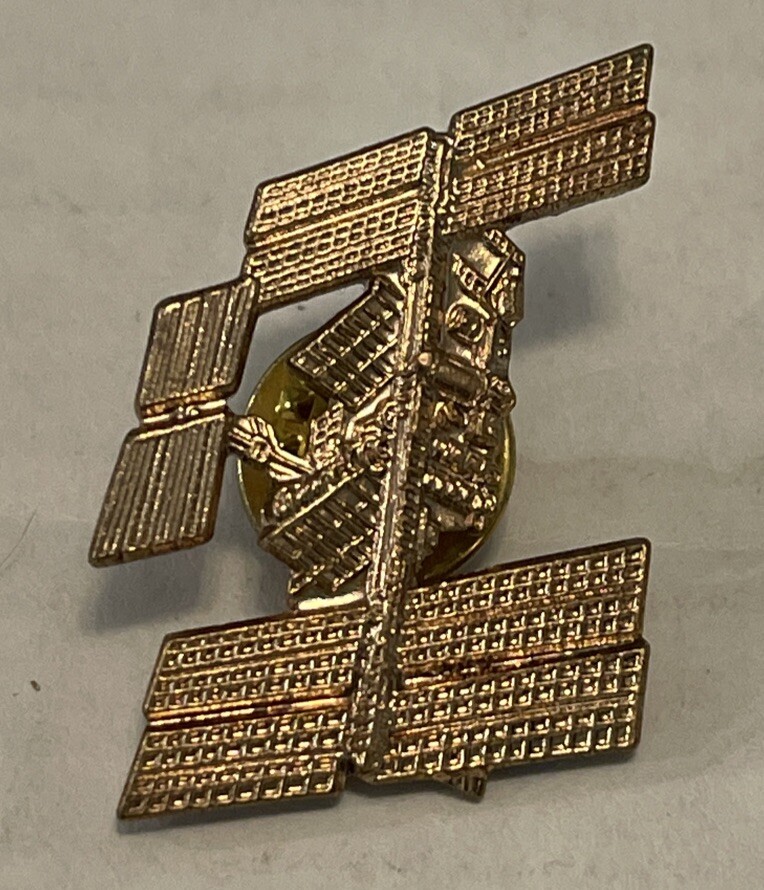 Satellite Lapel Pin Gold Tone Pin Space Orbit