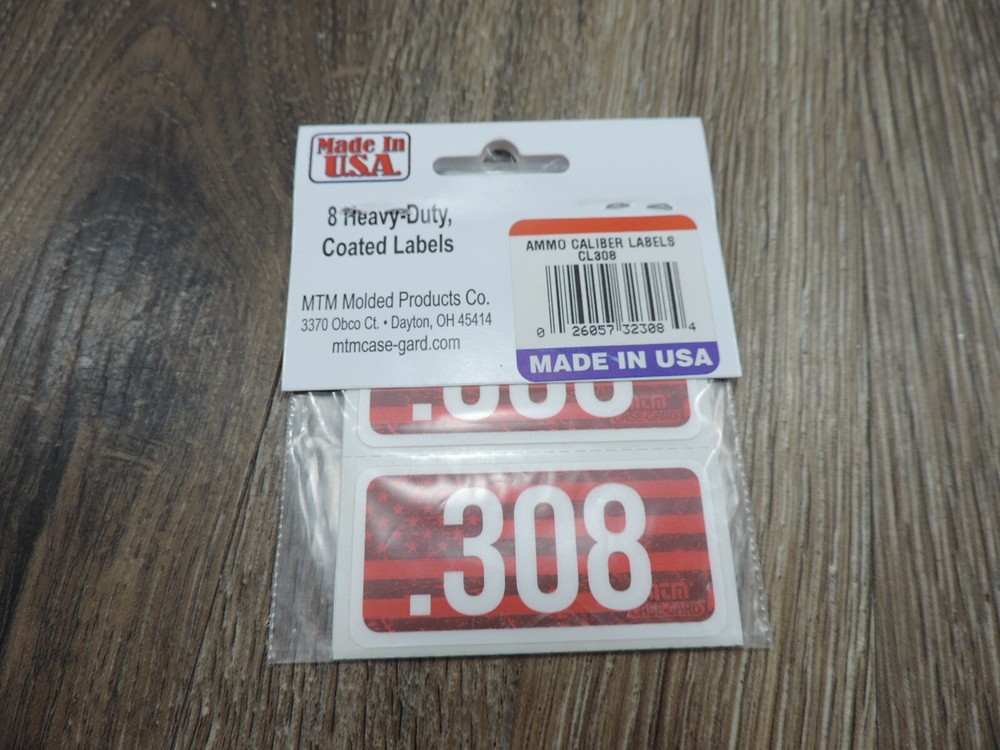 MTM Ammo Can Caliber Labels 8 Pack .308 CL308