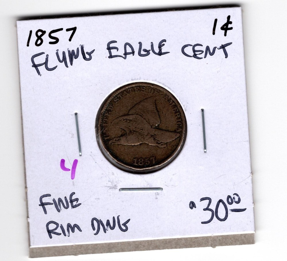 1857- Flying Eagle Cent- F- Rim Ding