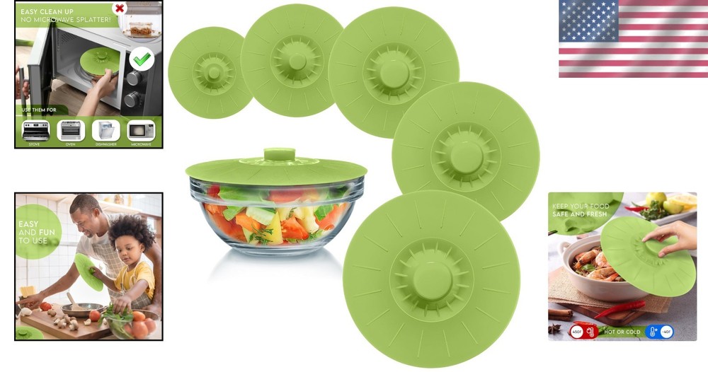 Easy Grip Silicone Bowl Covers - 5 Pcs