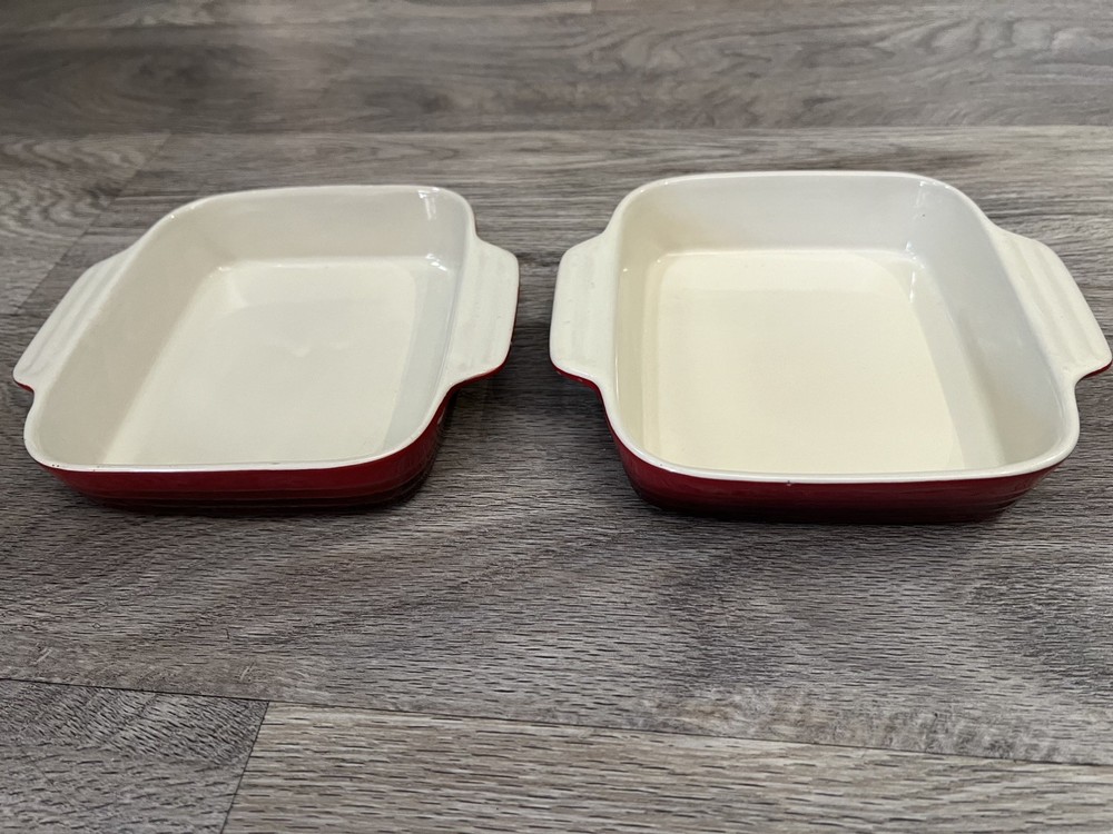 Crofton Mini Rectangular Baking Dishes - Red & White Oven to Table - Set of 2