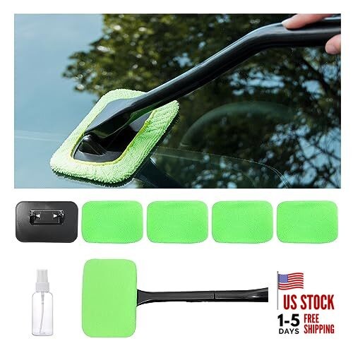 Car Windshield Cleaning Tool, Microfiber Window Cleaner Set with 4 Washable