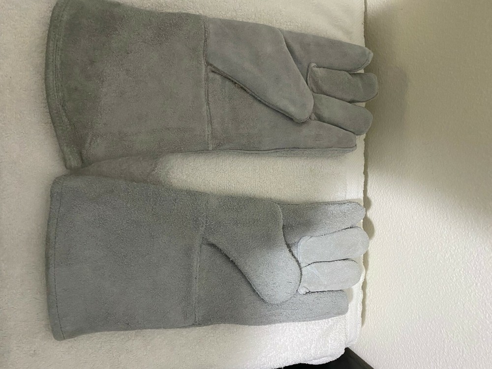 WELDING GLOVES 14" INCHES, GRAY LARGE GRAINGER NEW