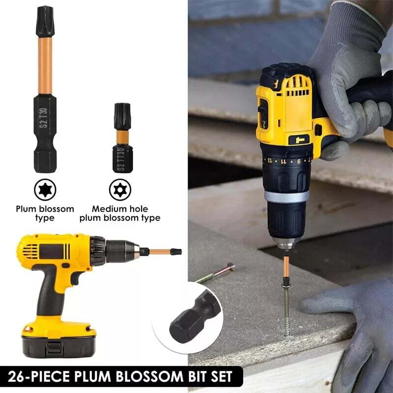 26PCS Torx Screwdriver Bit Set - Security Tamper-Proof Hex Shank (Home/Workshop)