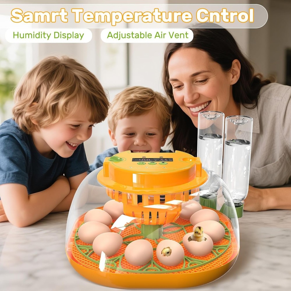 Incubators for Hatching Eggs, 12 Egg Incubator with Automatic 12 eggs, Orange