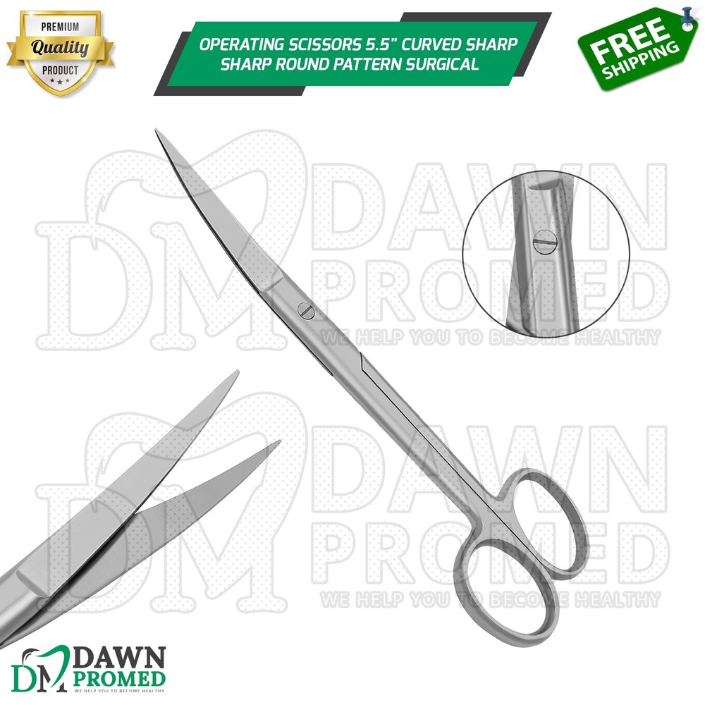 Operating Scissors 5.5" Curved Sharp Sharp Round Pattern Surgical Instruments