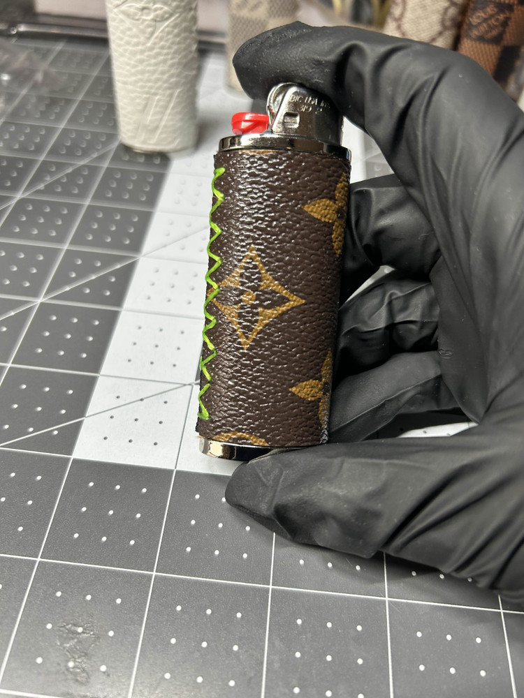 Designer Leather Lighter Case Brown Design