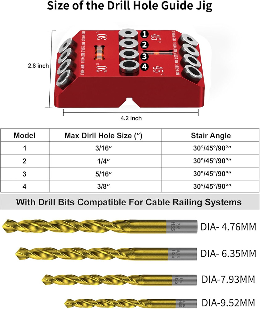 30 45 90 Degree Angle Drill Guide Jig for Hand Drill, Angle Drill Guide for Stra