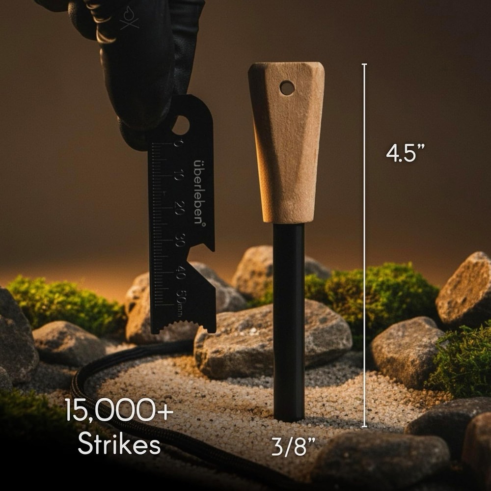 Weatherproof Ferro Rod Fire Starter with Lanyard & Multi-Function Striker