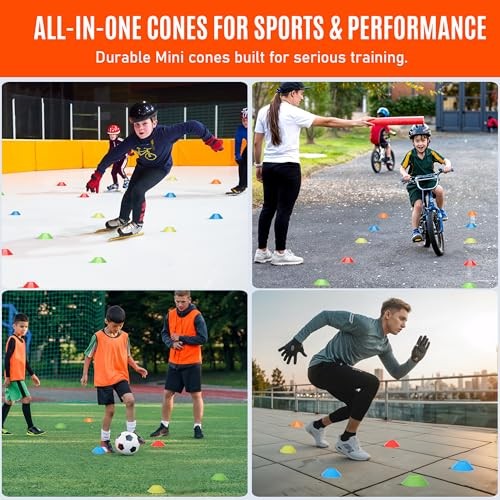 Mini Cones for Sports - Better Space Utilization - Comes Multi Color - 50 Pack