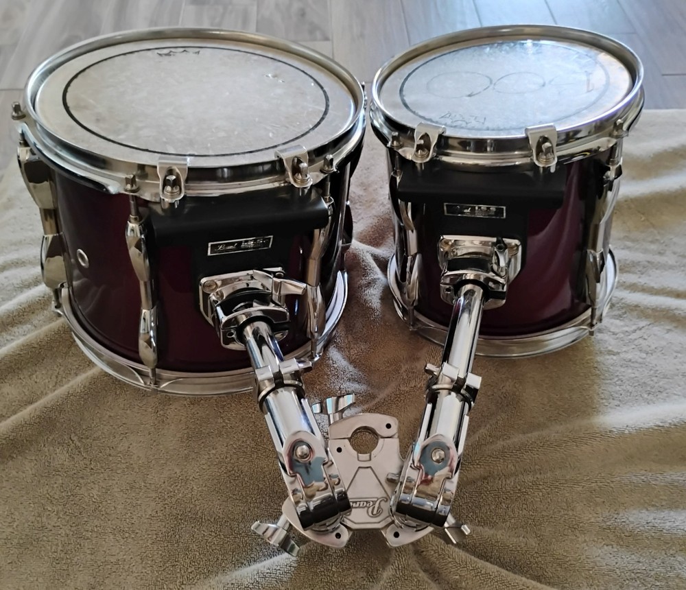 8" and 10" Peral Export Rack Toms with Mounting Hardware Used