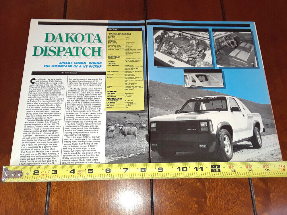1989 SHELBY DODGE DAKOTA ORIGINAL ARTICLE