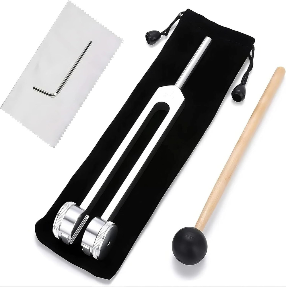 128Hz Tuning Fork Set with Reflex Hammer & Accessories for Sound Healing