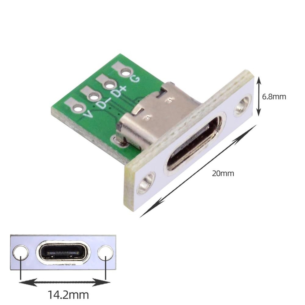 NFHK DIY OEM 5pcs/Set Type C Female Socket Connector Panel Mount Type with PC...