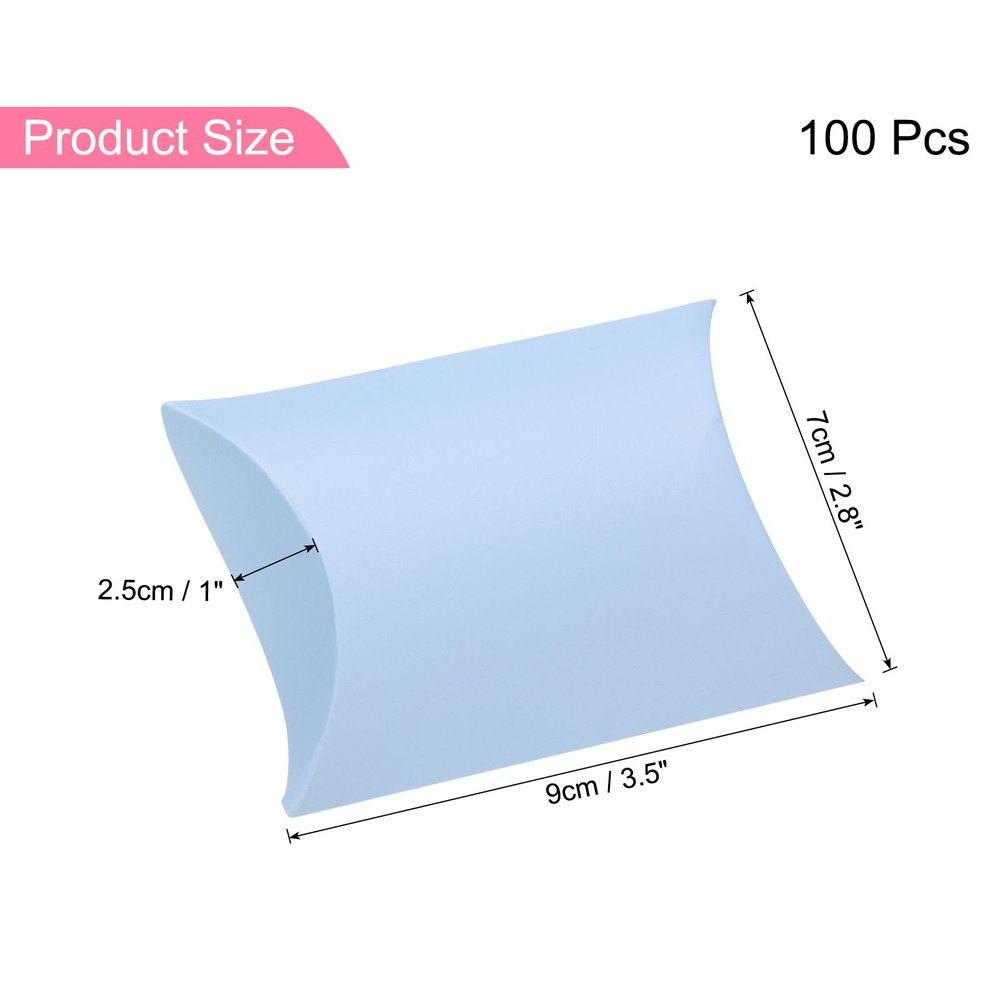 100Pcs Pillow Boxes 3.5 x 2.8 x 1 Inch Gift Boxes Blue