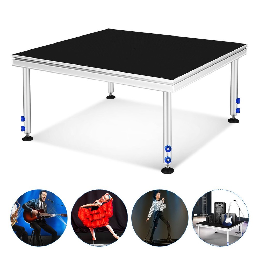 4 *4 ft Portable Stage Platform Modular System Adjustable Height Riser 24" - 40"
