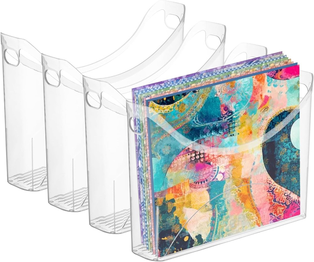 Rainmae 4 Pack Scrapbook Paper Storage Organizer with Handle Plastic Scrapbook S