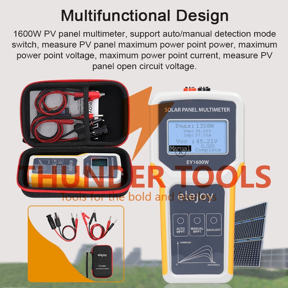 Thunder Tools 1600W Photovoltaic Panel Multimeter Solar Panel MPPT Tester