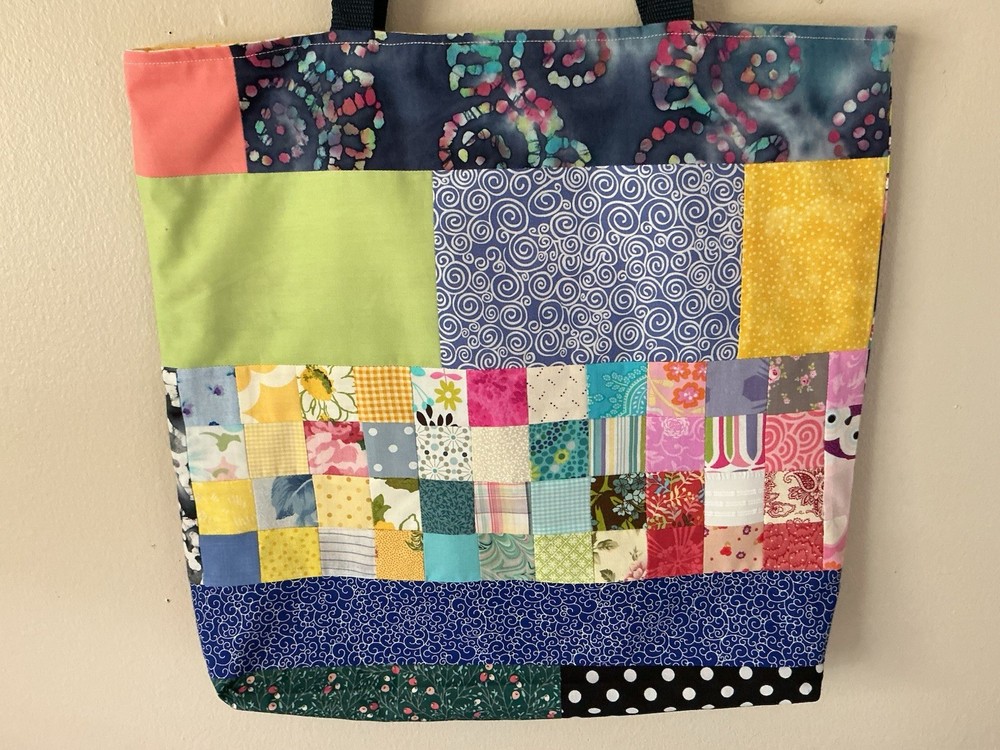 Handmade Shabby Chic Tote Bag 18” Patchwork Pattern Lined