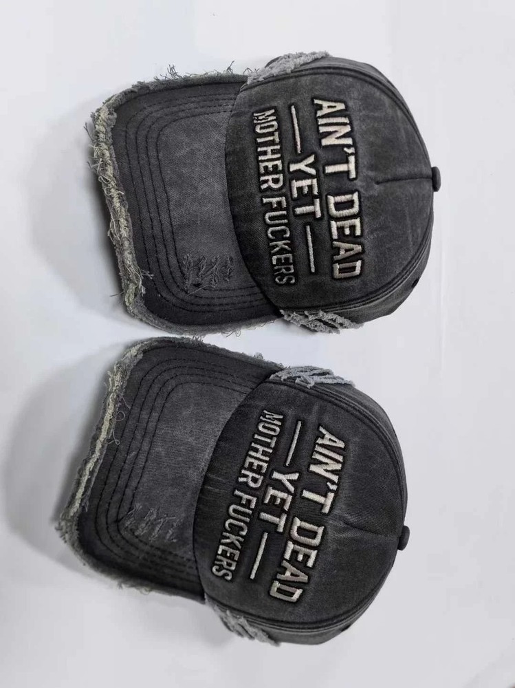 "Ain't Dead Yet" Distressed Washed Black Baseball Cap | Embroidered Dad Hat