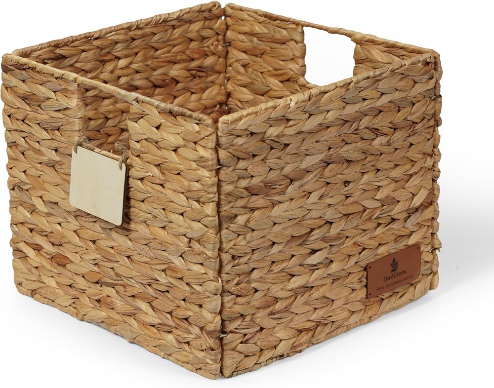 Storage Baskets Shelves Set of 3 Rectangular Open-Top Wicker Storage Bins W/