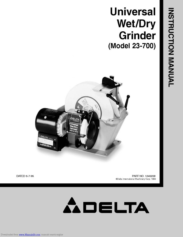 Delta 23-700 Grinder Owners Instruction Manual