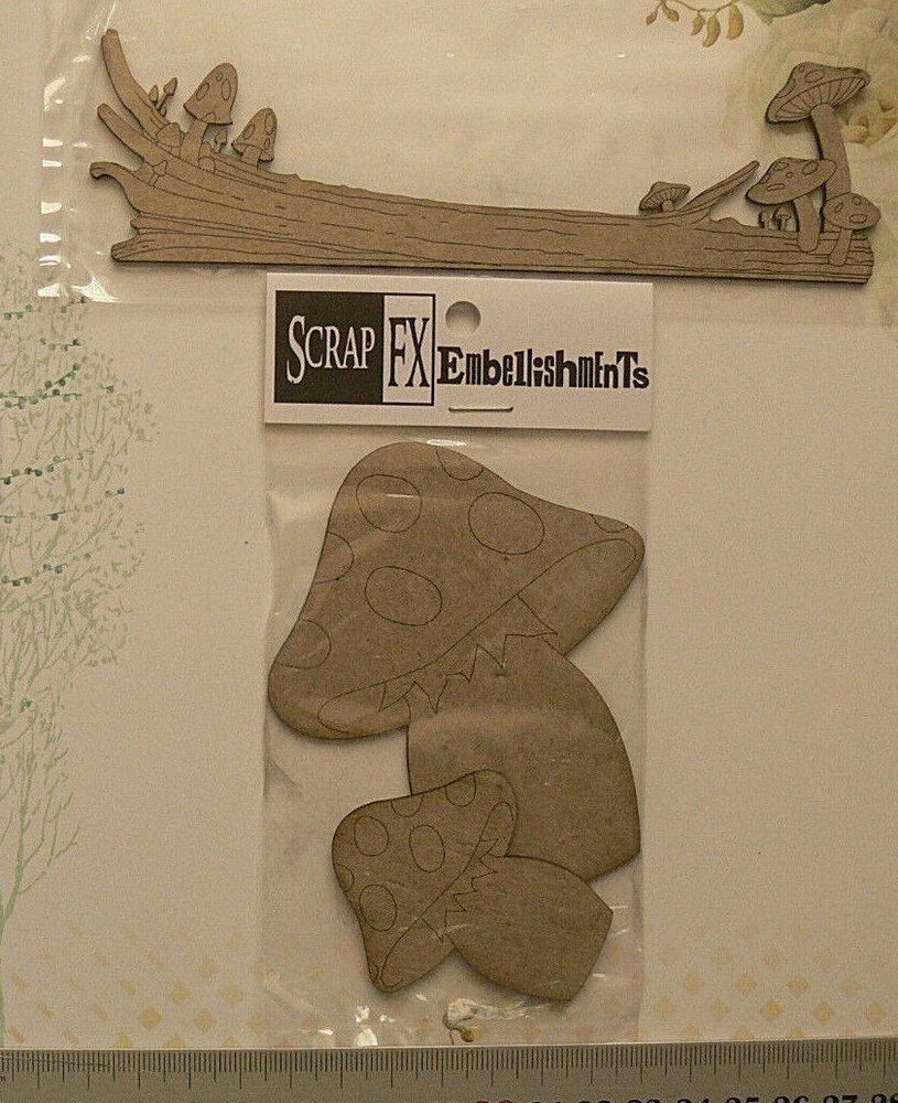 CHIPBOARD DieCut TOADSTOOL & TOADSTOOL LOG - 2 Style Choice Scrap FX G