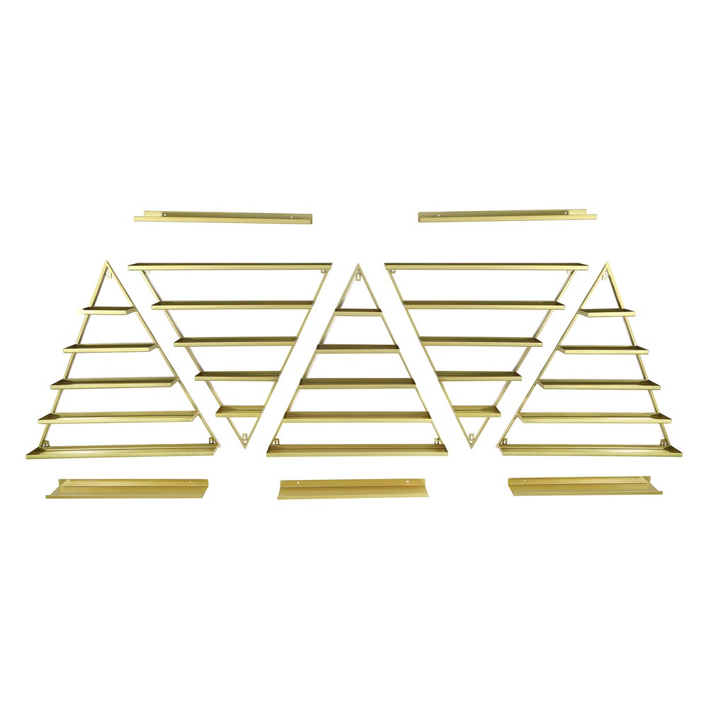 10pcs Set Triangular Nail Polish Racks Wall-mounted Cosmetics Display Rack Gold