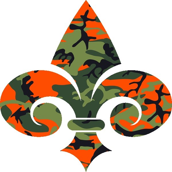 30 Custom Orange Camo Fleur de lis Personalized Address Labels