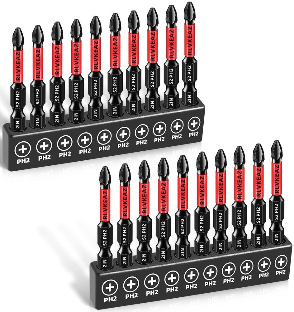20-PCS Phillips Bits 2 Impact, Magnetic 2 Phillips Head Drill  Screwdriver Bi...