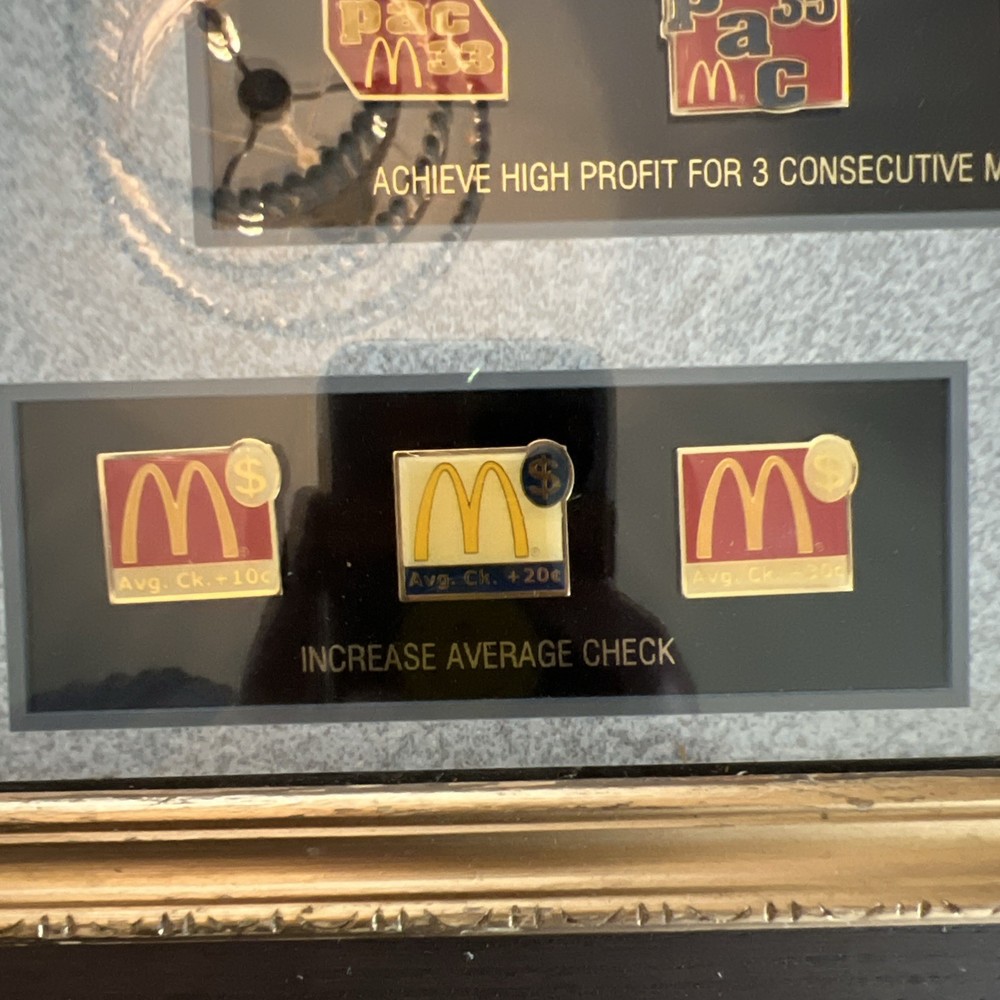 25”x13” Framed McDonald’s Recognition Program Display Pin Set With 25 Pins