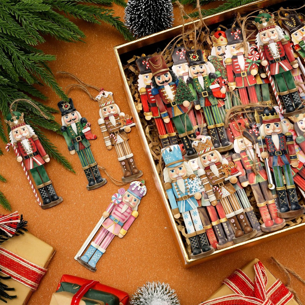 Quzzil 36 Pcs Christmas Nutcracker Ornaments Mini Nutcrackers Figures Red